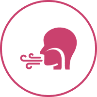 Icon showing air flow through the throat and mouth.