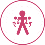 Icon showing a person juggling two balls with arrows indicating motion.